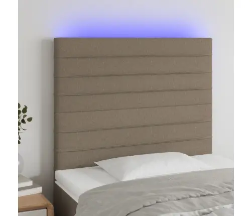 Gultas Galvgalis Ar Led, 80X5X118/128 Cm, Pelēkbrūns Audums Vidaxl