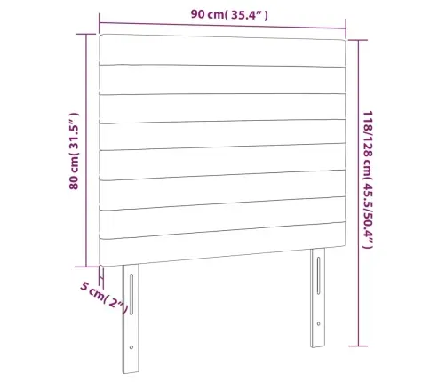Galvūgalis Su Led, Taupe Spalvos, 90X5X118/128cm Audinys