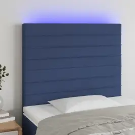 Gultas Galvgalis Ar Led, 100X5X118/128 Cm, Zils Audums Vidaxl