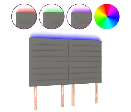 Galvūgalis Su Led, Tamsiai Pilkas, 144X5X118/128cm Audinys
