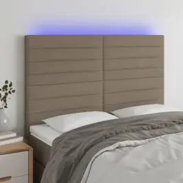 Gultas Galvgalis Ar Led, 144X5X118/128 Cm, Pelēkbrūns Audums Vidaxl