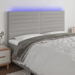Gultas Galvgalis Ar Led, 160X5X118/128 Cm, Gaiši Pelēks Audums Vidaxl