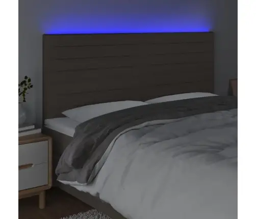 Gultas Galvgalis Ar Led, 160X5X118/128 Cm, Pelēkbrūns Audums Vidaxl