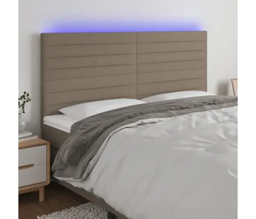 Gultas Galvgalis Ar Led, 160X5X118/128 Cm, Pelēkbrūns Audums Vidaxl