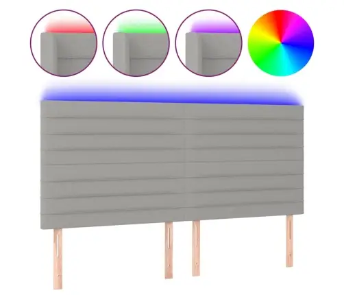 Gultas Galvgalis Ar Led, 180X5X118/128 Cm, Gaiši Pelēks Audums Vidaxl