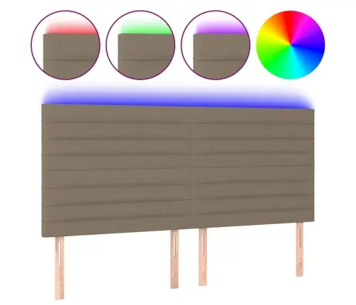 Gultas Galvgalis Ar Led, 180X5X118/128 Cm, Pelēkbrūns Audums Vidaxl