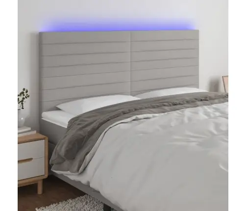 Gultas Galvgalis Ar Led, 200X5X118/128 Cm, Gaiši Pelēks Audums Vidaxl