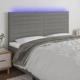Gultas Galvgalis Ar Led, 200X5X118/128 Cm, Tumši Pelēks Audums Vidaxl