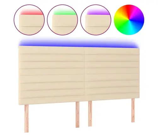 Gultas Galvgalis Ar Led, 200X5X118/128 Cm, Krēmkrāsas Audums Vidaxl