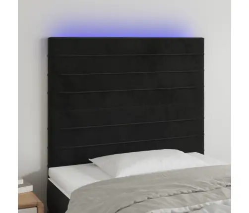 Gultas Galvgalis Ar Led, 80X5X118/128 Cm, Melns Samts Vidaxl