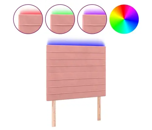 Galvūgalis Su Led, Rožinės Spalvos, 80X5X118/128cm Aksomas