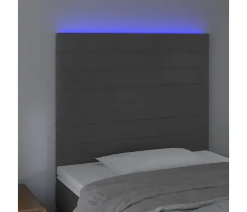 Gultas Galvgalis Ar Led, 90X5X118/128 Cm, Tumši Pelēks Samts Vidaxl