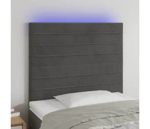 Gultas Galvgalis Ar Led, 90X5X118/128 Cm, Tumši Pelēks Samts Vidaxl