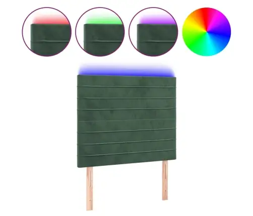 Gultas Galvgalis Ar Led, 90X5X118/128 Cm, Tumši Zaļš Samts Vidaxl