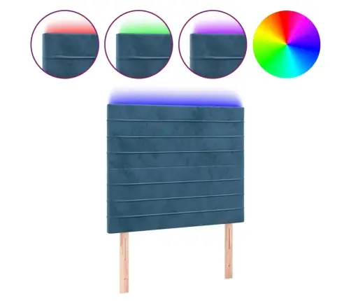 Led-Voodipeats, Tumesinine, 90X5X118/128 cm Samet