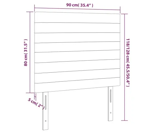 Led-Voodipeats, Tumesinine, 90X5X118/128 cm Samet