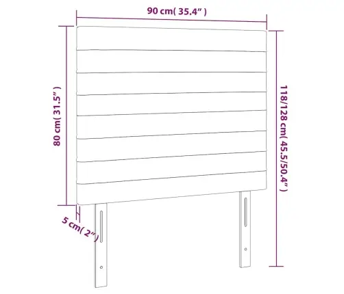 Gultas Galvgalis Ar Led, 90X5X118/128 Cm, Tumši Zils Samts Vidaxl