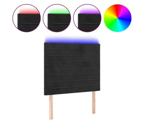 Galvūgalis Su Led, Juodos Spalvos, 100X5X118/128cm Aksomas