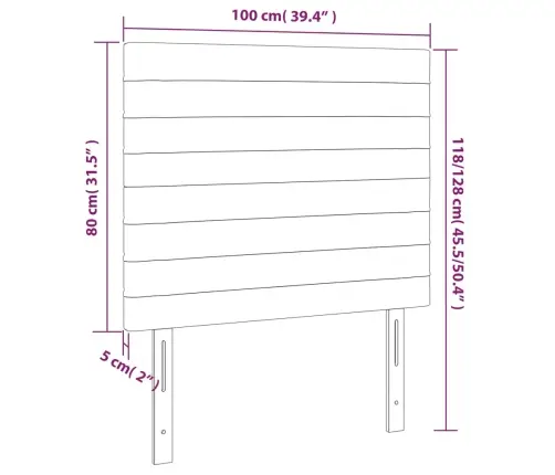 Gultas Galvgalis Ar Led, 100X5X118/128 Cm, Rozā Samts Vidaxl