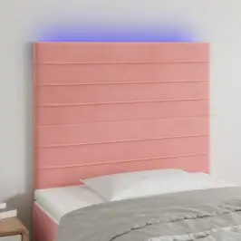Gultas Galvgalis Ar Led, 100X5X118/128 Cm, Rozā Samts Vidaxl