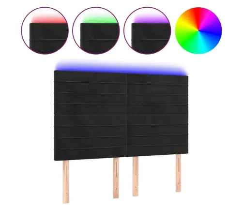 Gultas Galvgalis Ar Led, 144X5X118/128 Cm, Melns Samts Vidaxl