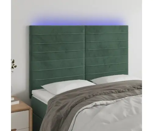 Gultas Galvgalis Ar Led, 144X5X118/128 Cm, Tumši Zaļš Samts Vidaxl
