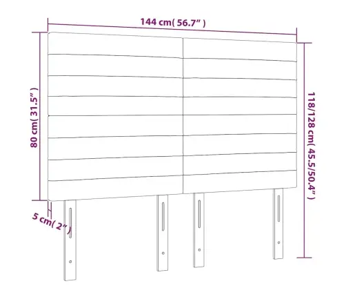 Gultas Galvgalis Ar Led, 144X5X118/128 Cm, Tumši Zils Samts Vidaxl