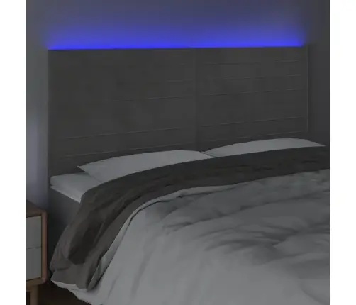 Gultas Galvgalis Ar Led, 160X5X118/128 Cm, Gaiši Pelēks Samts Vidaxl
