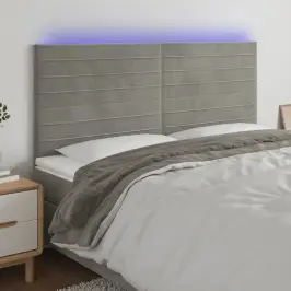 Gultas Galvgalis Ar Led, 160X5X118/128 Cm, Gaiši Pelēks Samts Vidaxl