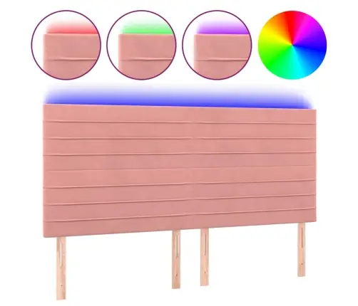 Led-Voodipeats, Roosa, 160X5X118/128 cm Samet