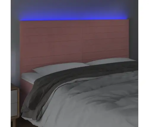 Led-Voodipeats, Roosa, 160X5X118/128 cm Samet