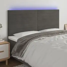 Gultas Galvgalis Ar Led, 180X5X118/128 Cm, Tumši Pelēks Samts Vidaxl