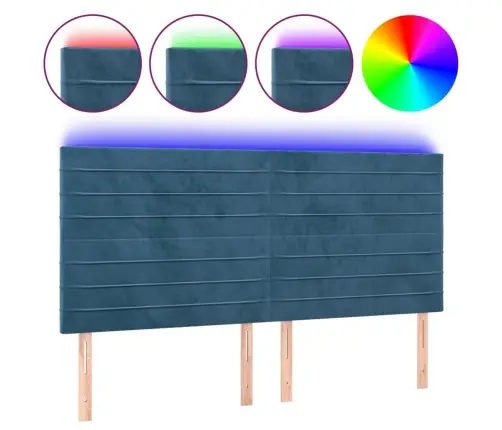 Galvūgalis Su Led, Tamsiai Mėlynas, 180X5X118/128cm Aksomas