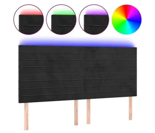 Gultas Galvgalis Ar Led, 200X5X118/128 Cm, Melns Samts Vidaxl