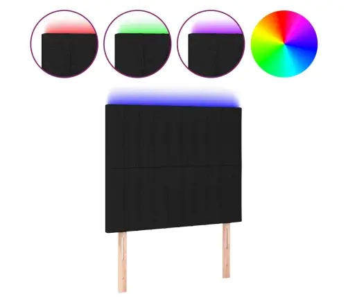 Gultas Galvgalis Ar Led, 80X5X118/128 Cm, Melns Audums Vidaxl