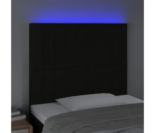 Gultas Galvgalis Ar Led, 80X5X118/128 Cm, Melns Audums Vidaxl