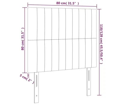 Gultas Galvgalis Ar Led, 80X5X118/128 Cm, Melns Audums Vidaxl