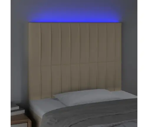 Gultas Galvgalis Ar Led, 90X5X118/128 Cm, Krēmkrāsas Audums Vidaxl