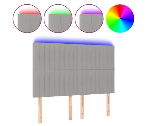 Galvūgalis Su Led, Šviesiai Pilkas, 144X5X118/128cm Audinys Galvūgalis Su Led, Šviesiai Pilkas, 144X5X118/128cm Audinys