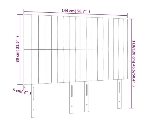 Galvūgalis Su Led, Juodos Spalvos, 144X5X118/128cm Audinys