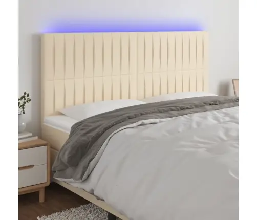 Gultas Galvgalis Ar Led, 160X5X118/128 Cm, Krēmkrāsas Audums Vidaxl