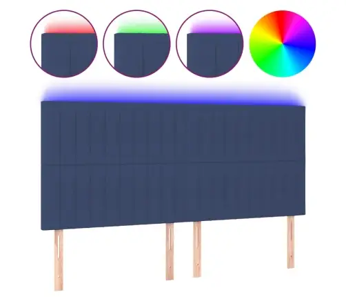 Gultas Galvgalis Ar Led, 160X5X118/128 Cm, Zils Audums Vidaxl