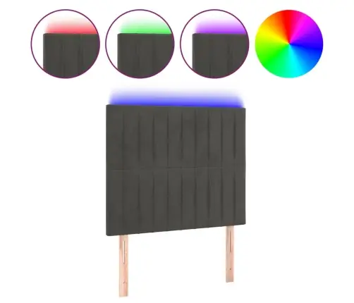 Gultas Galvgalis Ar Led, 83X16X118/128 Cm, Tumši Pelēks Samts Vidaxl