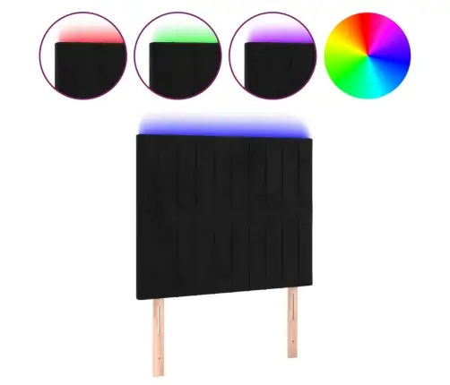 Gultas Galvgalis Ar Led, 80X5X118/128 Cm, Melns Samts Vidaxl