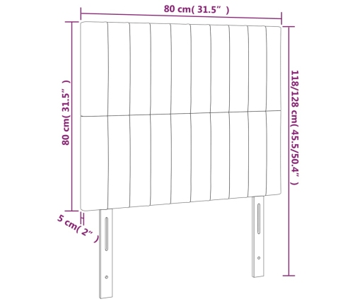 Led-Voodipeats, Tumesinine, 80X5X118/128 cm Samet