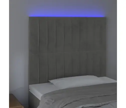 Gultas Galvgalis Ar Led, 90X5X118/128 Cm, Gaiši Pelēks Samts Vidaxl
