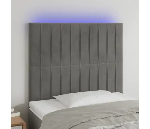 Gultas Galvgalis Ar Led, 90X5X118/128 Cm, Gaiši Pelēks Samts Vidaxl
