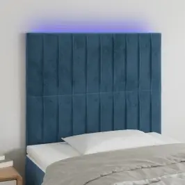 Gultas Galvgalis Ar Led, 90X5X118/128 Cm, Tumši Zils Samts Vidaxl