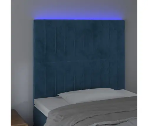 Gultas Galvgalis Ar Led, 100X5X118/128 Cm, Tumši Zils Samts Vidaxl