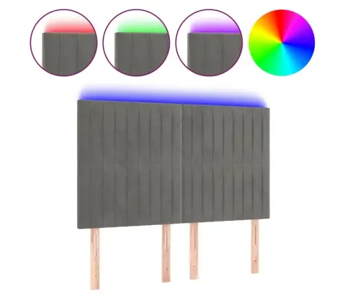 Galvūgalis Su Led, Šviesiai Pilkas, 144X5X118/128cm Aksomas